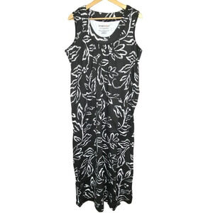 NEW Dreams & Co Garden Sleeveless Cotton Nightgown Loungedress Pockets 18/20 LG